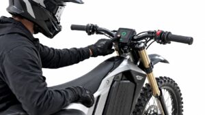 Electric dirt bike ready to start