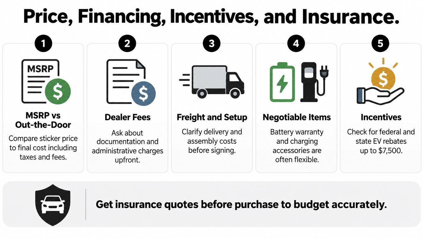 An infographic detailing five key steps to consider when purchasing an electric UTV or vehicle.